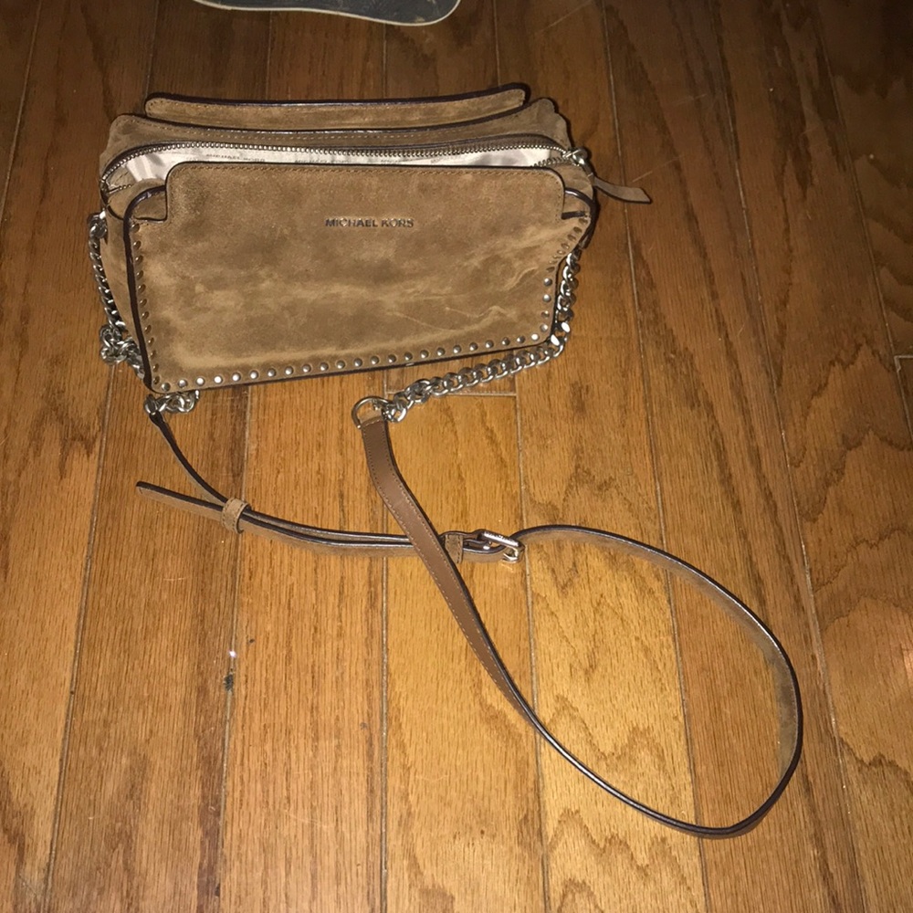 Tan suede Michael Kors crossbody purse - Picture 1 of 3
